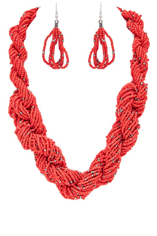 Seed Bead Statement Necklace Set