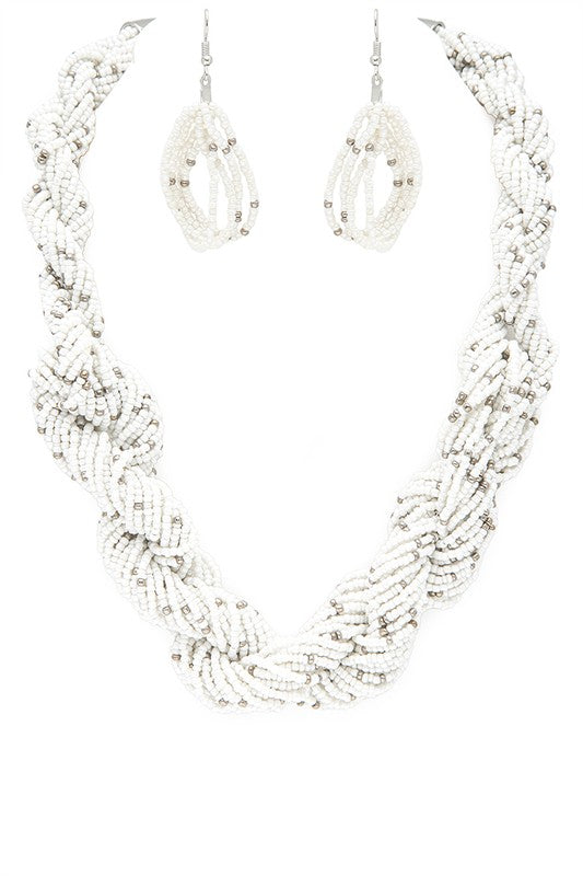 Seed Bead Statement Necklace Set