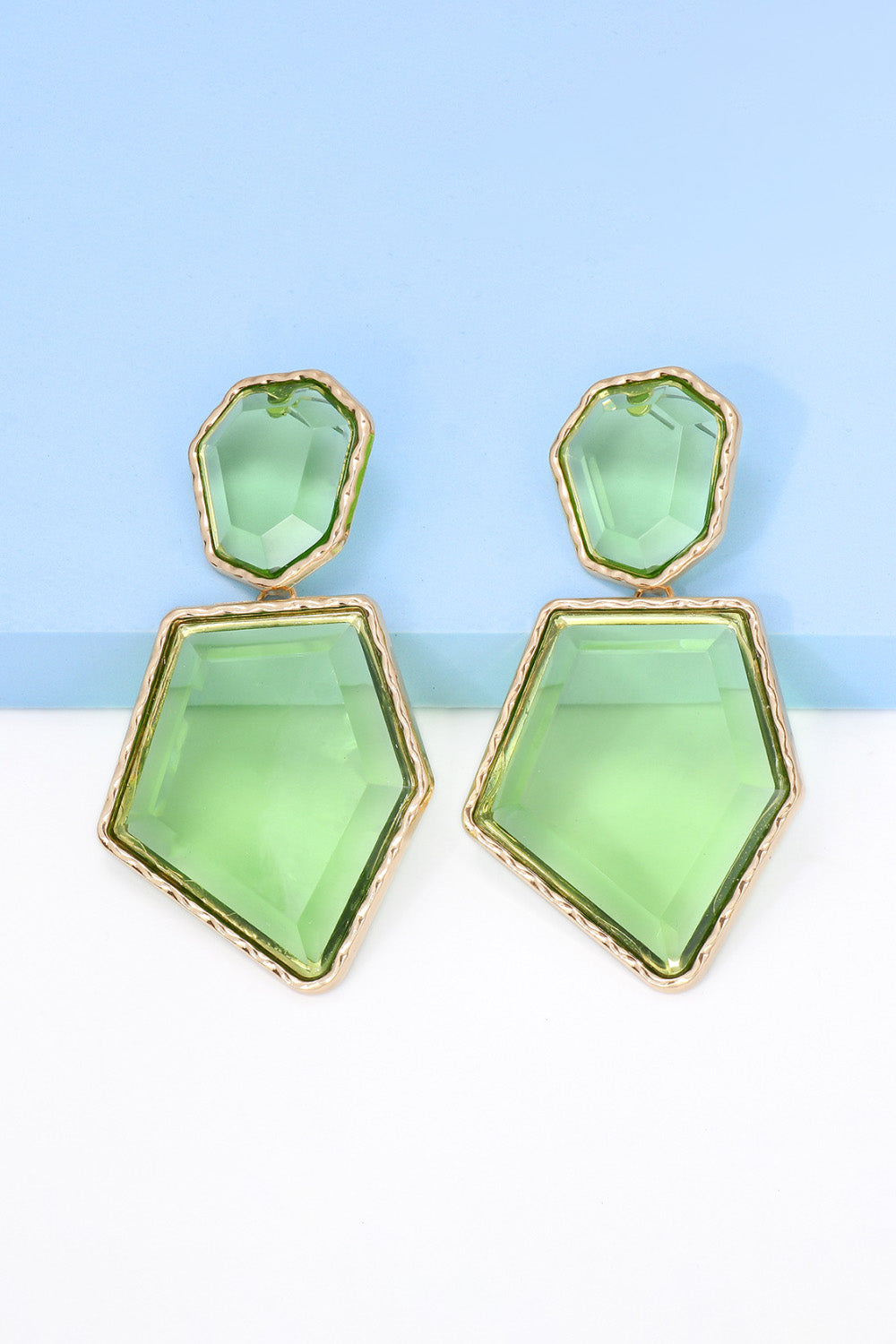 Geometric Shape Zinc Alloy Frame Resin Dangle Earrings - alternate earring view