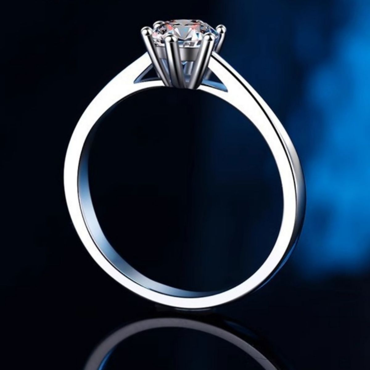 1 Carat Moissanite Sterling Silver Ring - alternate ring view