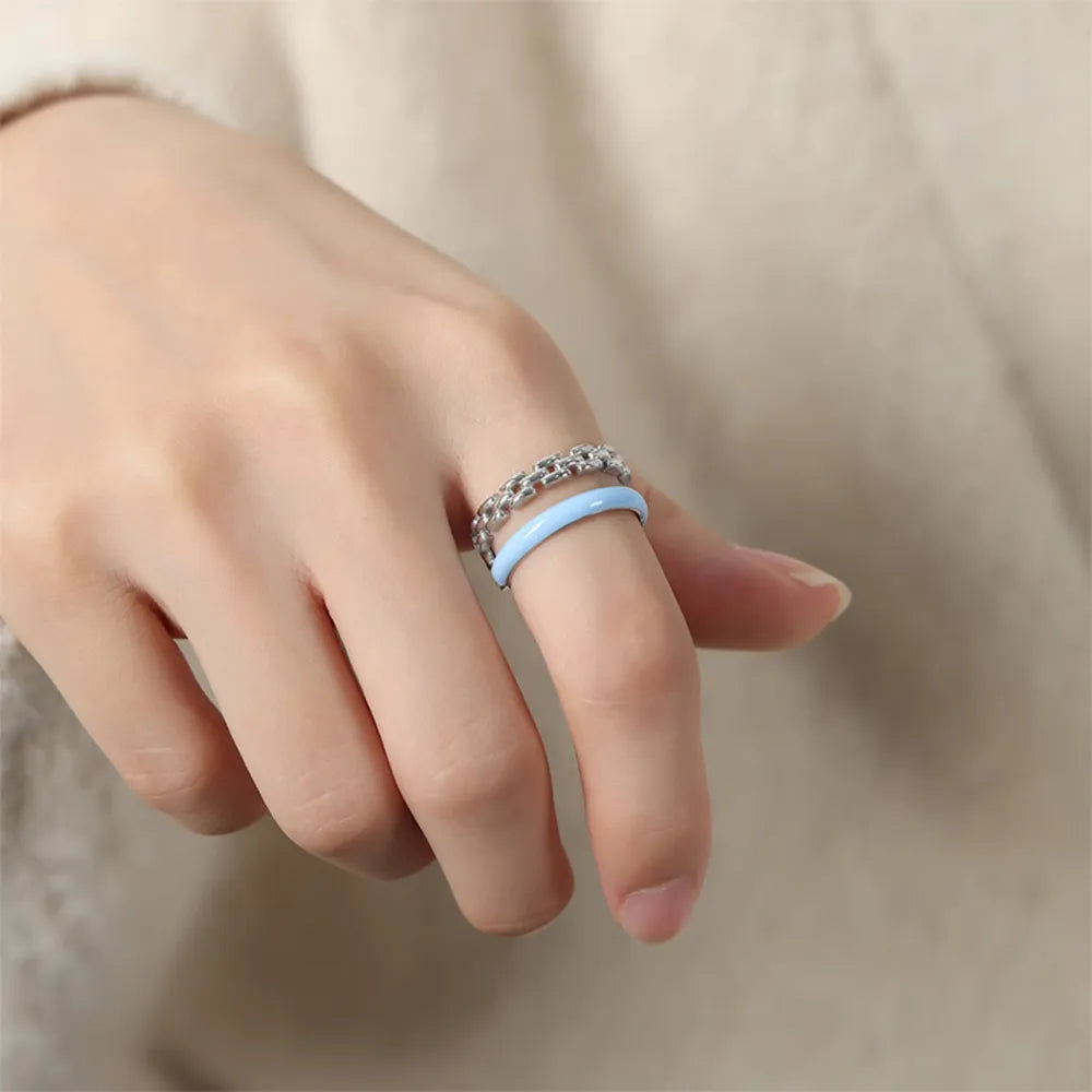 Enamel 18K Gold-Plated Open Ring - alternate ring view