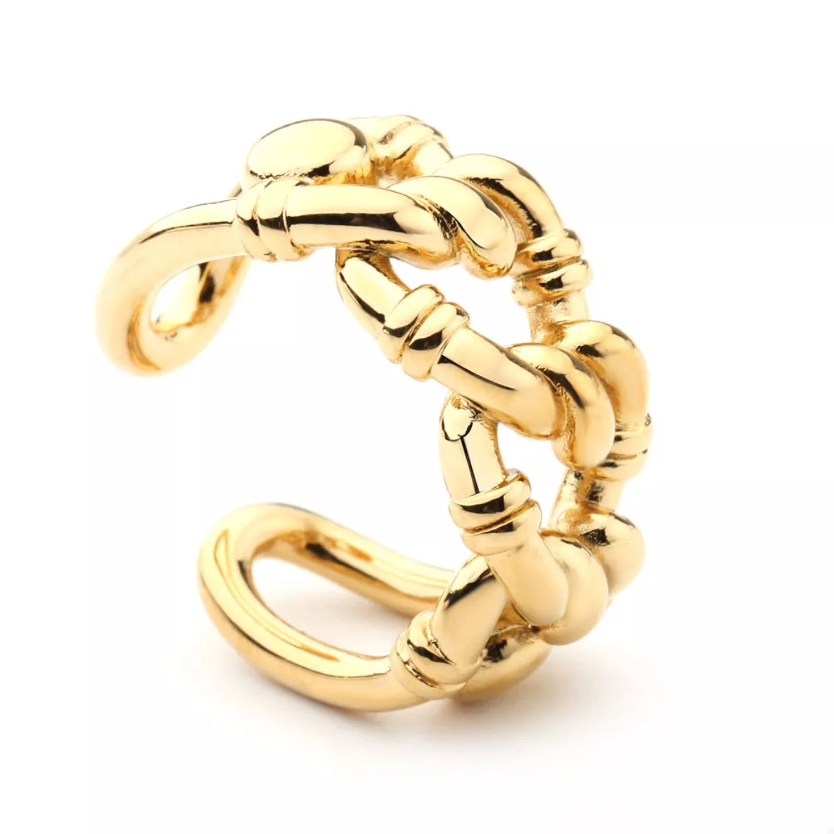 18K Gold-Plated Chain Link Open Ring in Gold - women's open ring