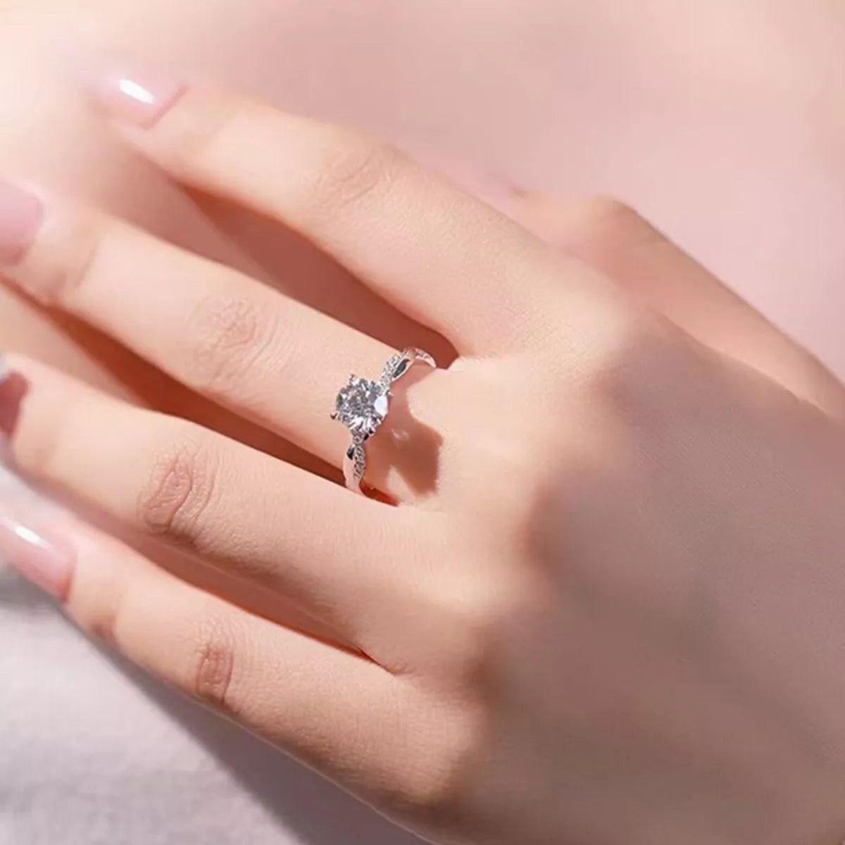 1 Carat Moissanite Sterling Silver Ring - alternate ring view