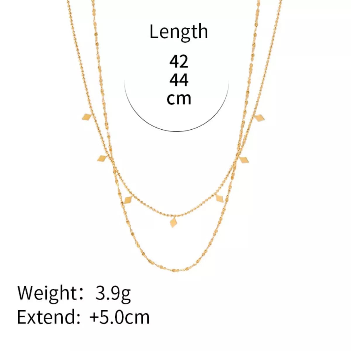 18K Gold-Plated Double Layered Necklace - alternate necklace view
