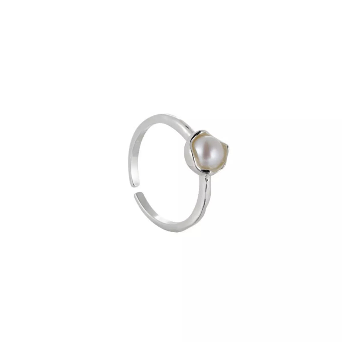 Freshwater Pearl Sterling Silver Open Ring - alternate ring view