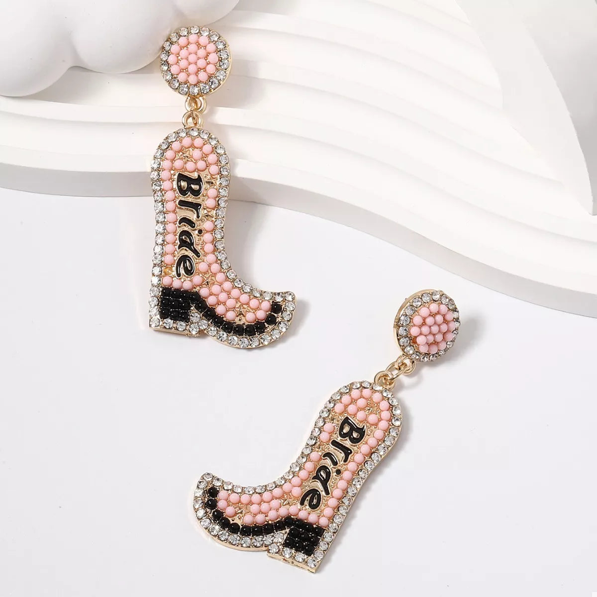 Bride Boot Dangle Earrings in Cream - women's dangle earrings