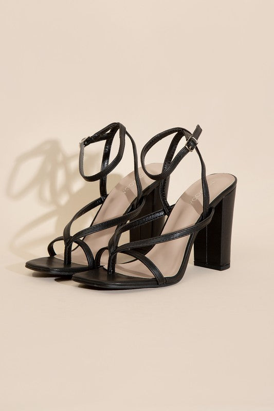 Ankle Strap Thong Block Sandals