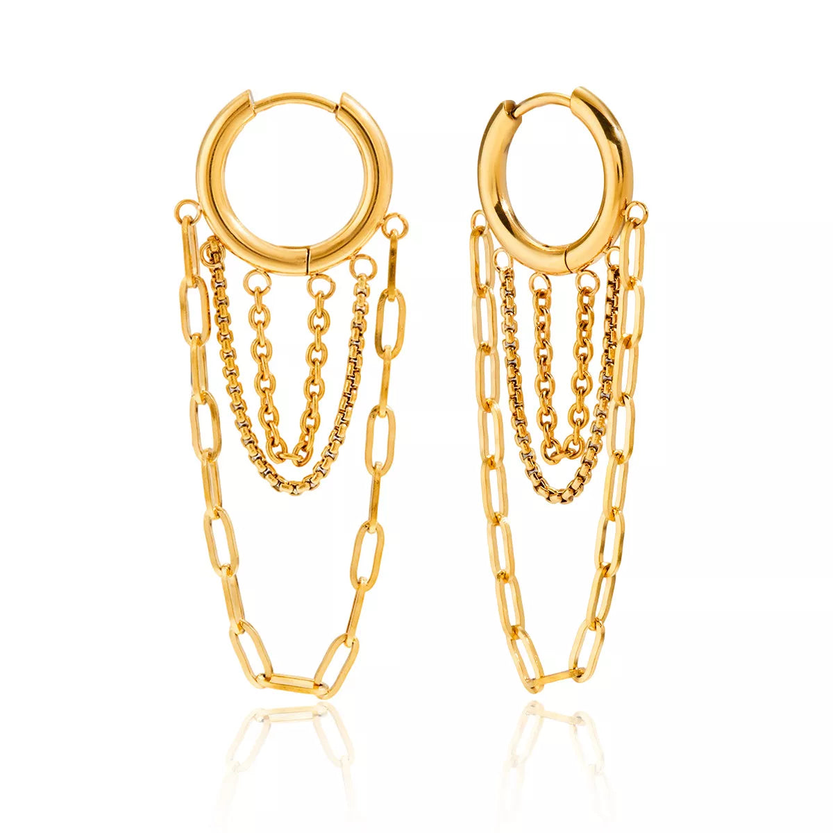 18K Gold-Plated Chain Hoop Earrings - alternate earring view