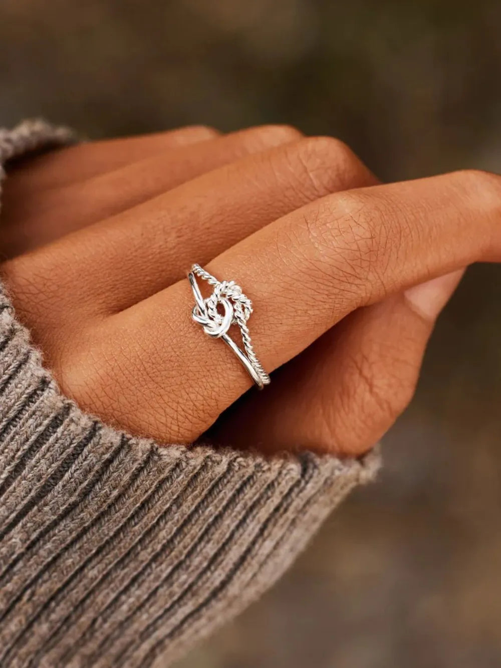Sterling Silver Knotted Ring in Silver - women's ring