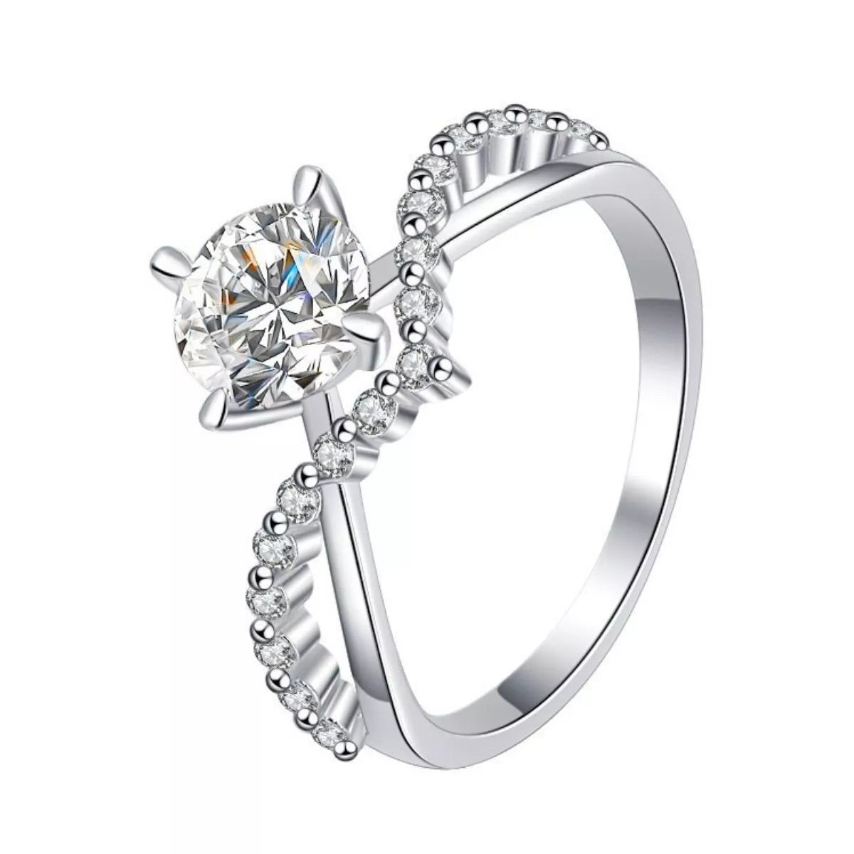 Moissanite Sterling Silver Ring - alternate ring view