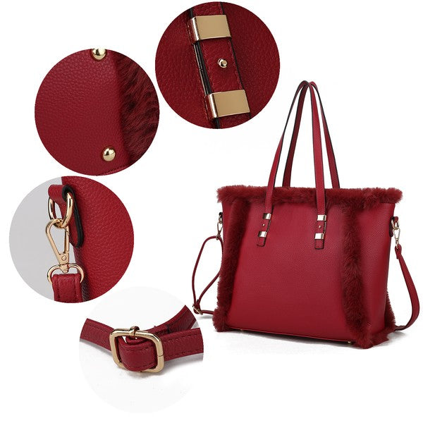 Faux Fur Tote Handbag
