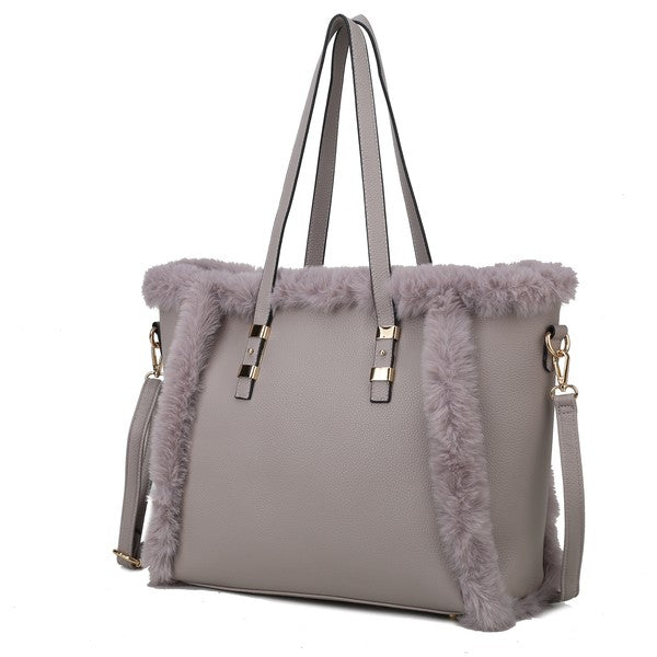 Faux Fur Tote Handbag