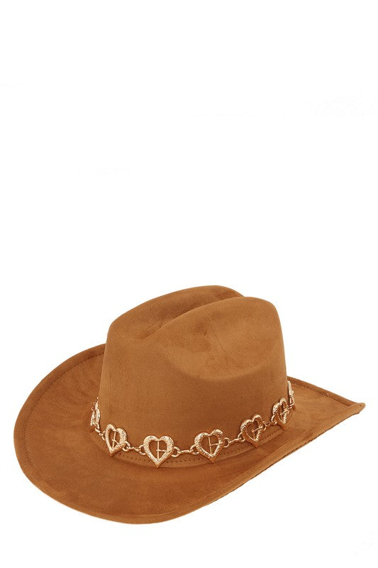 This Fedora Metal Heart Hat adds a touch of edgy elegance to any outfit. Made from high-quality materials, it features a stylish metal heart chain accent that distinguishes it from traditional fedoras. Elevate your fashion game and make a statement with this unique accessory. Brim Length: 3". Free shipping on all orders. Shop now!