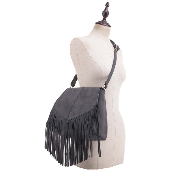 Fringe Flap Crossbody Bag