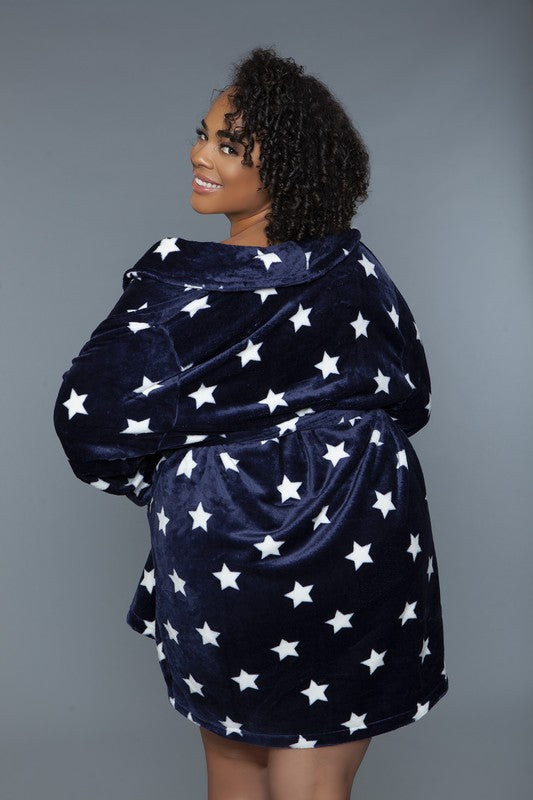 Plush Robe Star Print