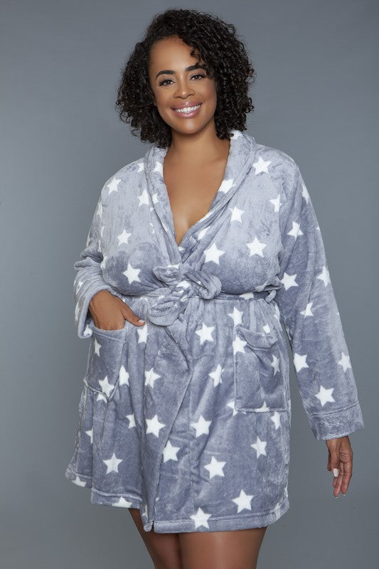 Plush Robe Star Print