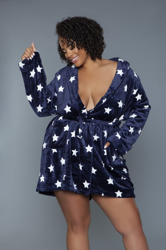 Plush Robe Star Print