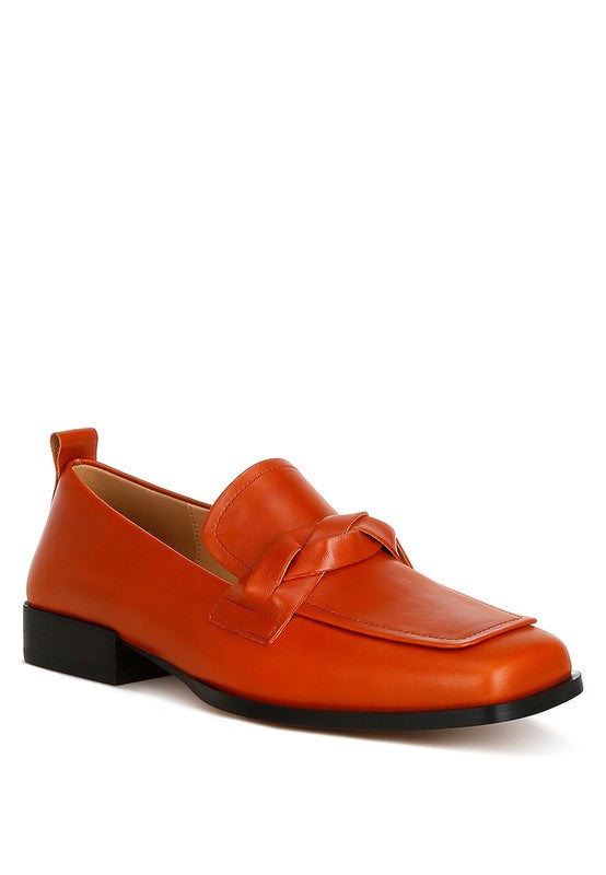 Genuine Leather Braided Loafers