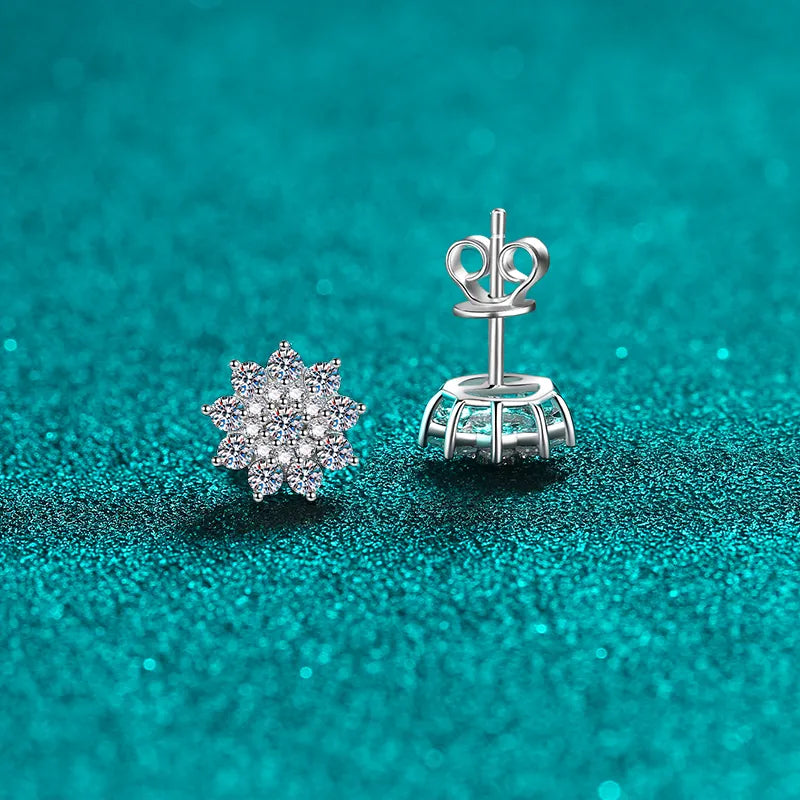 Sterling Silver Moissanite Zircon Stud Earrings - alternate earring view