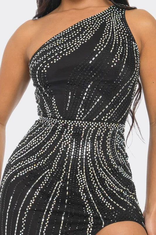 Sequin One-Shoulder Dress