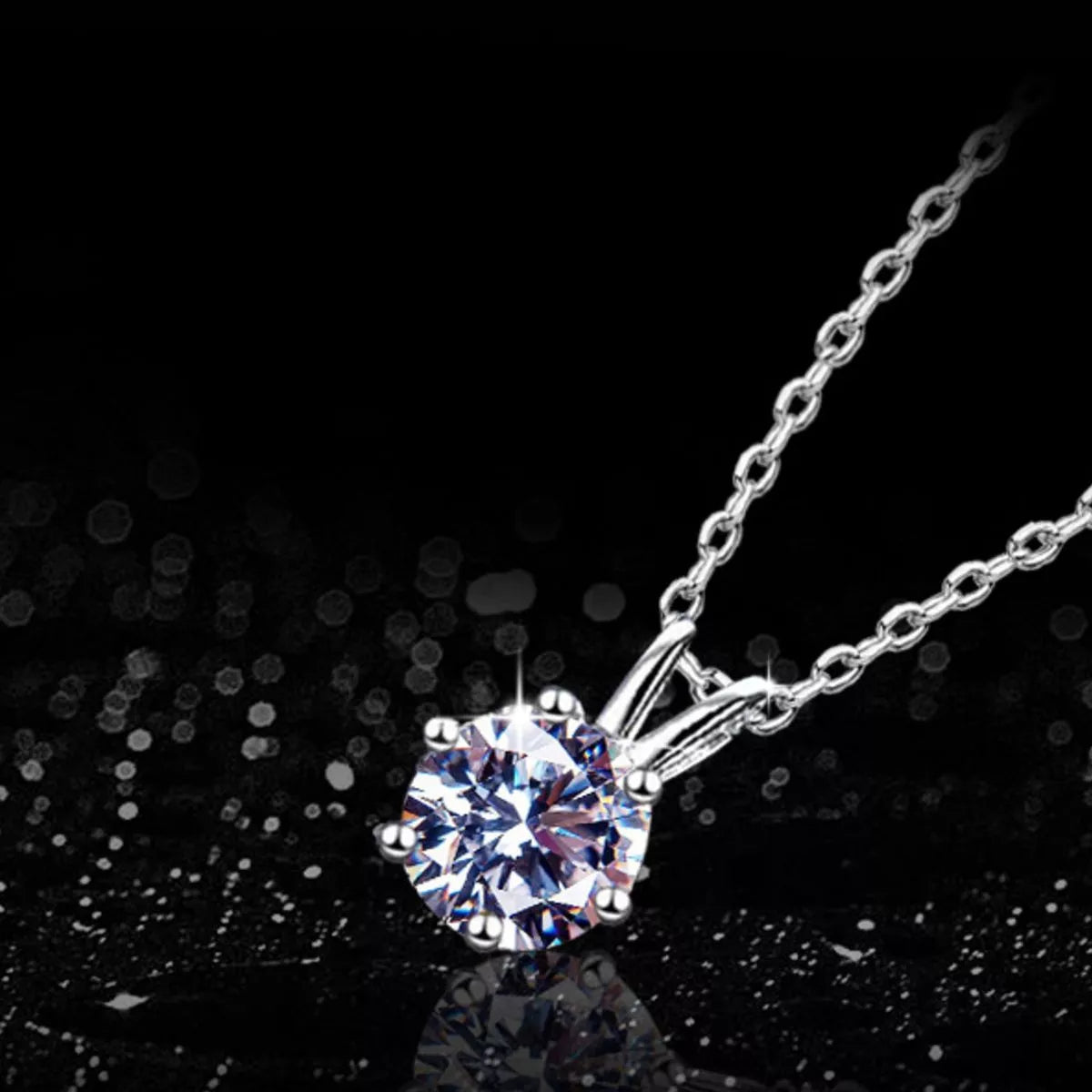 2 Carat Moissanite Sterling Silver Pendant Necklace - alternate necklace view