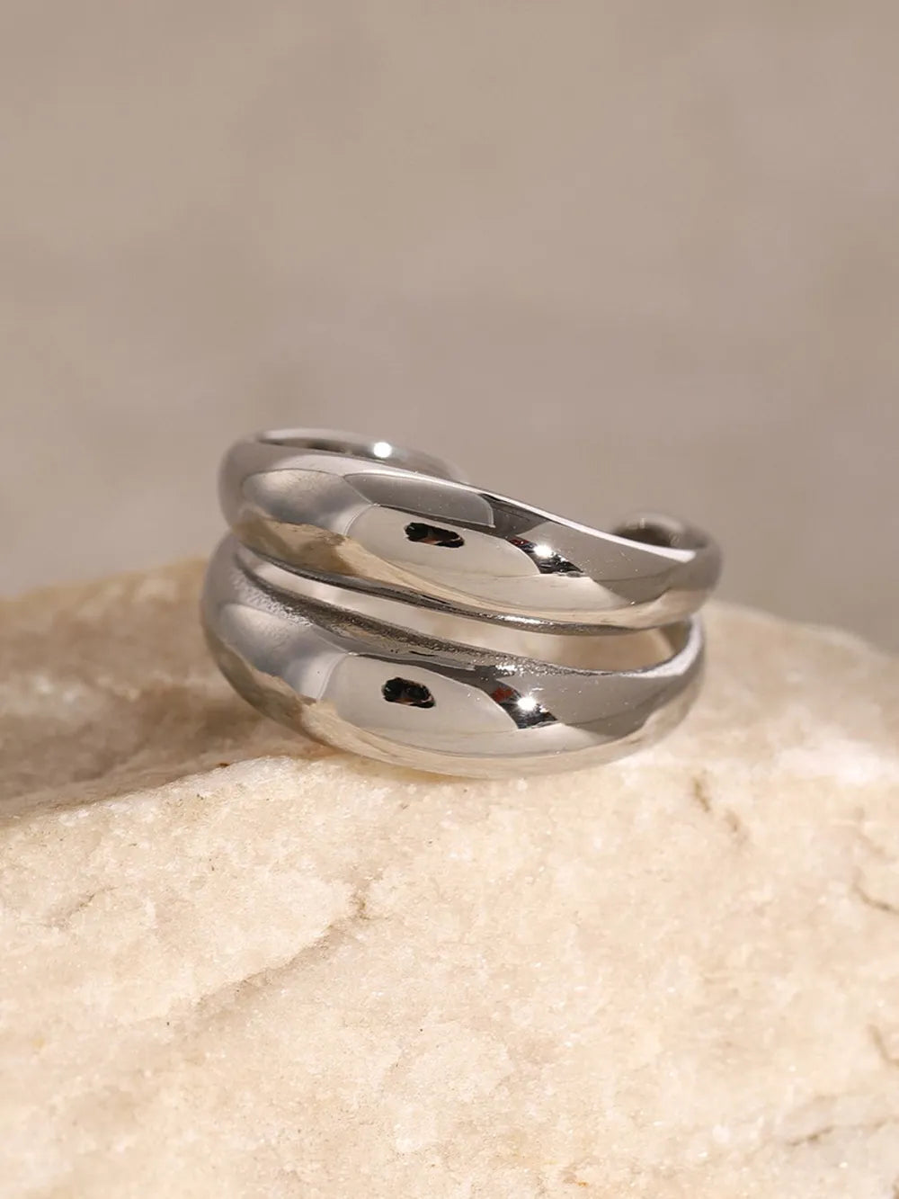 Stainless Steel Double-Layered Ring - alternate ring view