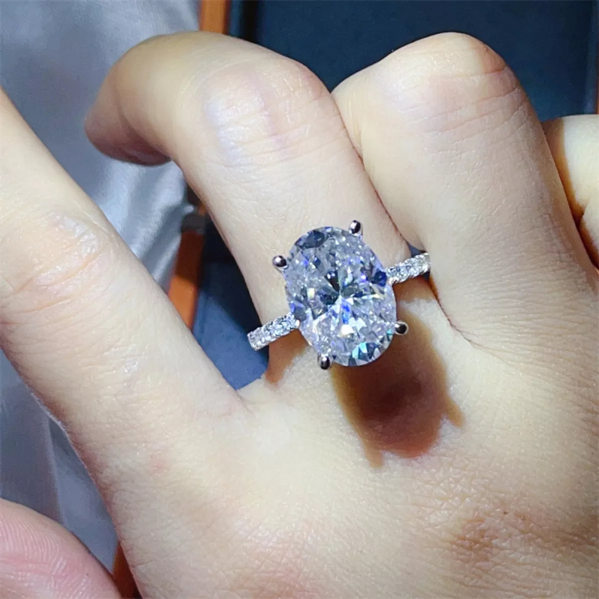 8 Carat Moissanite Sterling Silver Ring in Silver - women's ring
