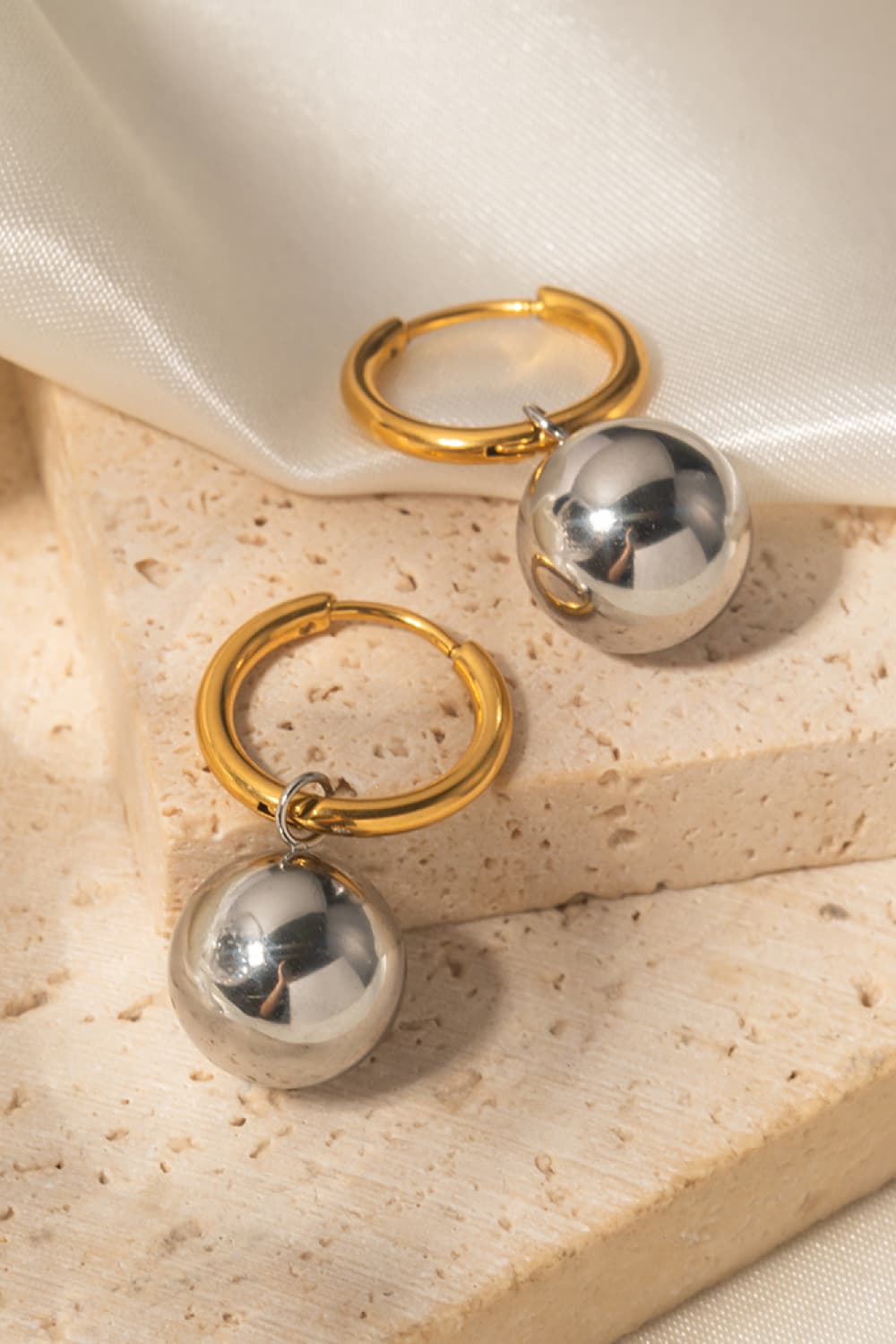 18K Gold-Plated Copper Ball Drop Earrings - alternate earring view