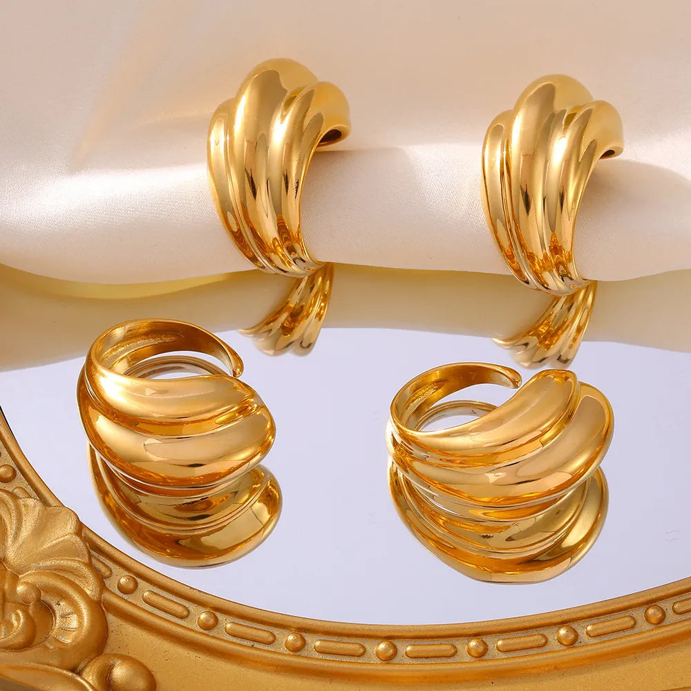 18K Gold-Plated Titanium Steel Open Ring in Gold - women's open ring