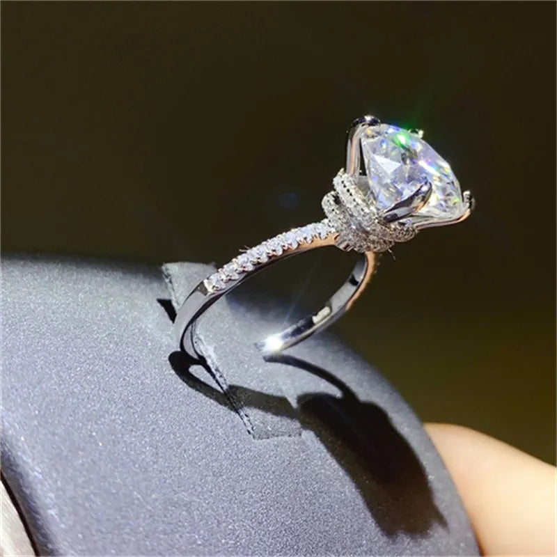5 Carat Moissanite Sterling Silver Ring in Silver - women's ring