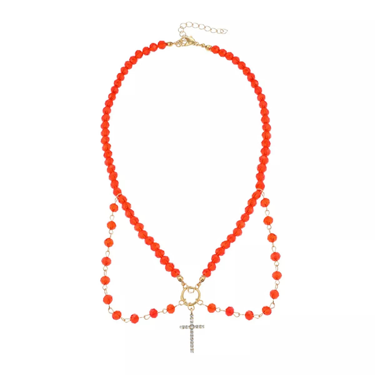Halloween Beaded Cross Pendant Necklace - alternate necklace view