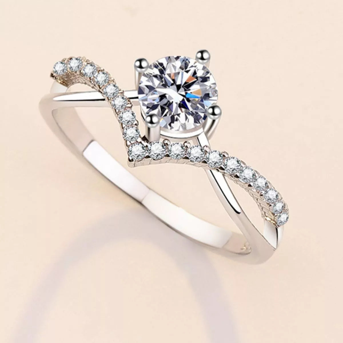 Moissanite Sterling Silver Ring - alternate ring view