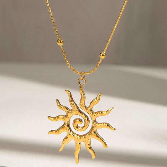 18K Gold-Plated Sun Pendant Necklace - alternate necklace view