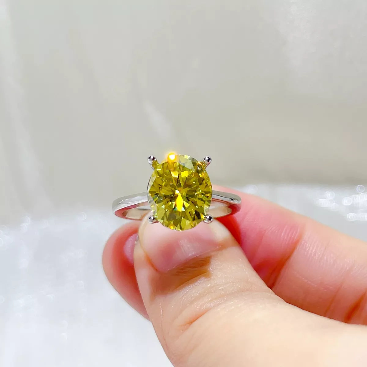 5 Carat Sterling Silver Moissanite Ring in Light Yellow - women's ring