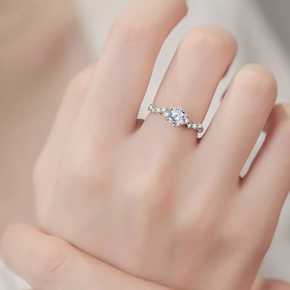 1 Carat Sterling Silver Moissanite Ring - alternate ring view