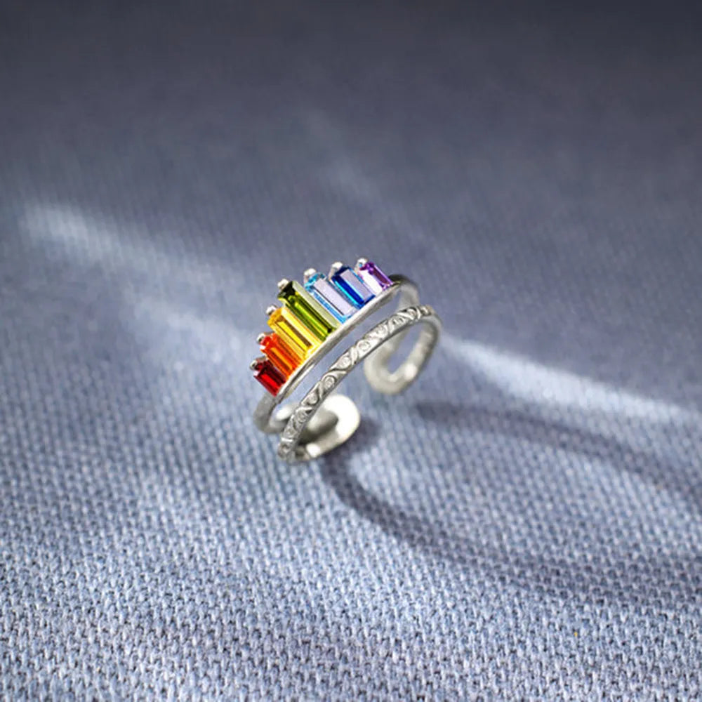 Zircon Sterling Silver Double-Layered Ring - alternate ring view