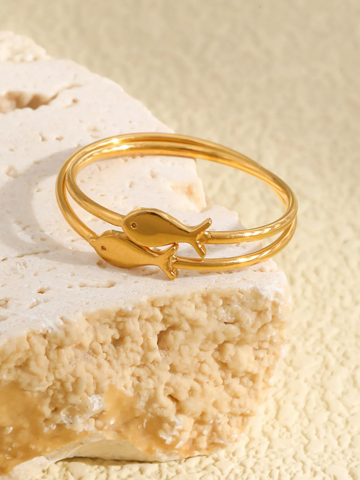 18K Gold-Plated Stainless Steel Fish Ring - alternate ring view