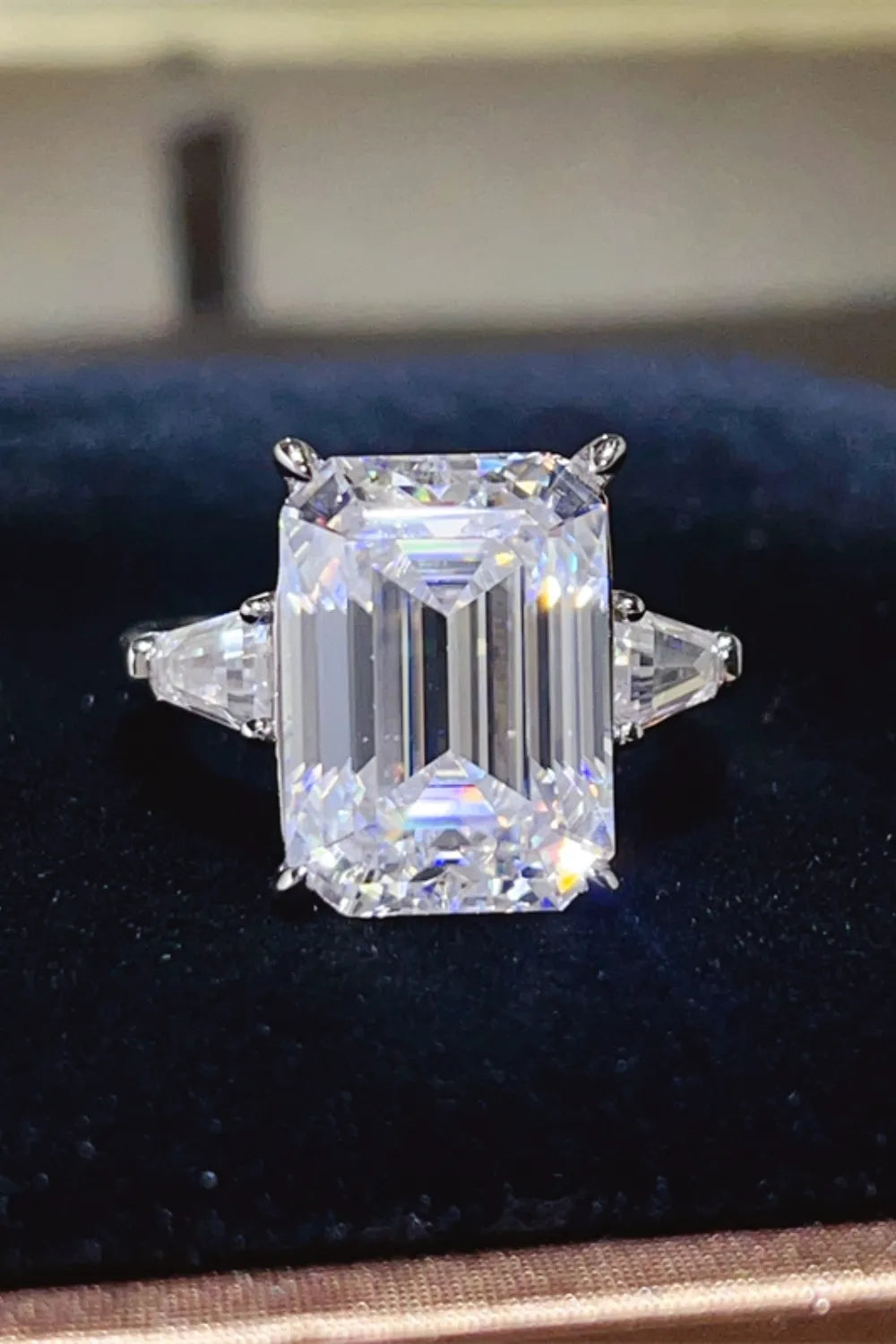 10 Carat Moissanite Sterling Silver Ring in Silver - women's ring