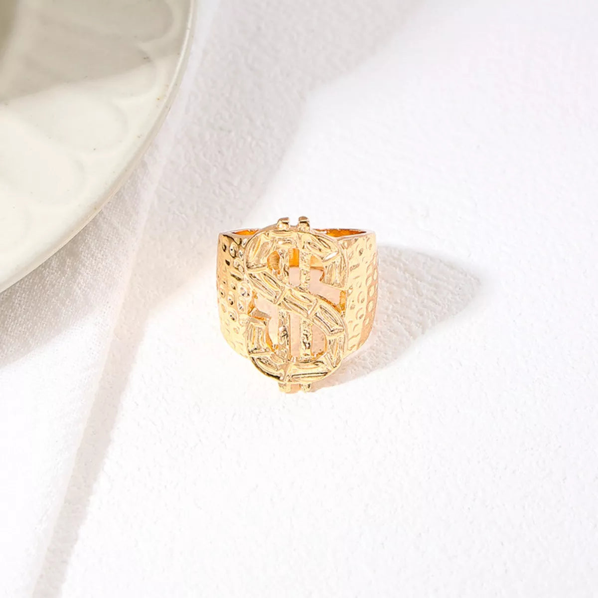 18K Gold-Plated Dollar Sign Ring - alternate ring view