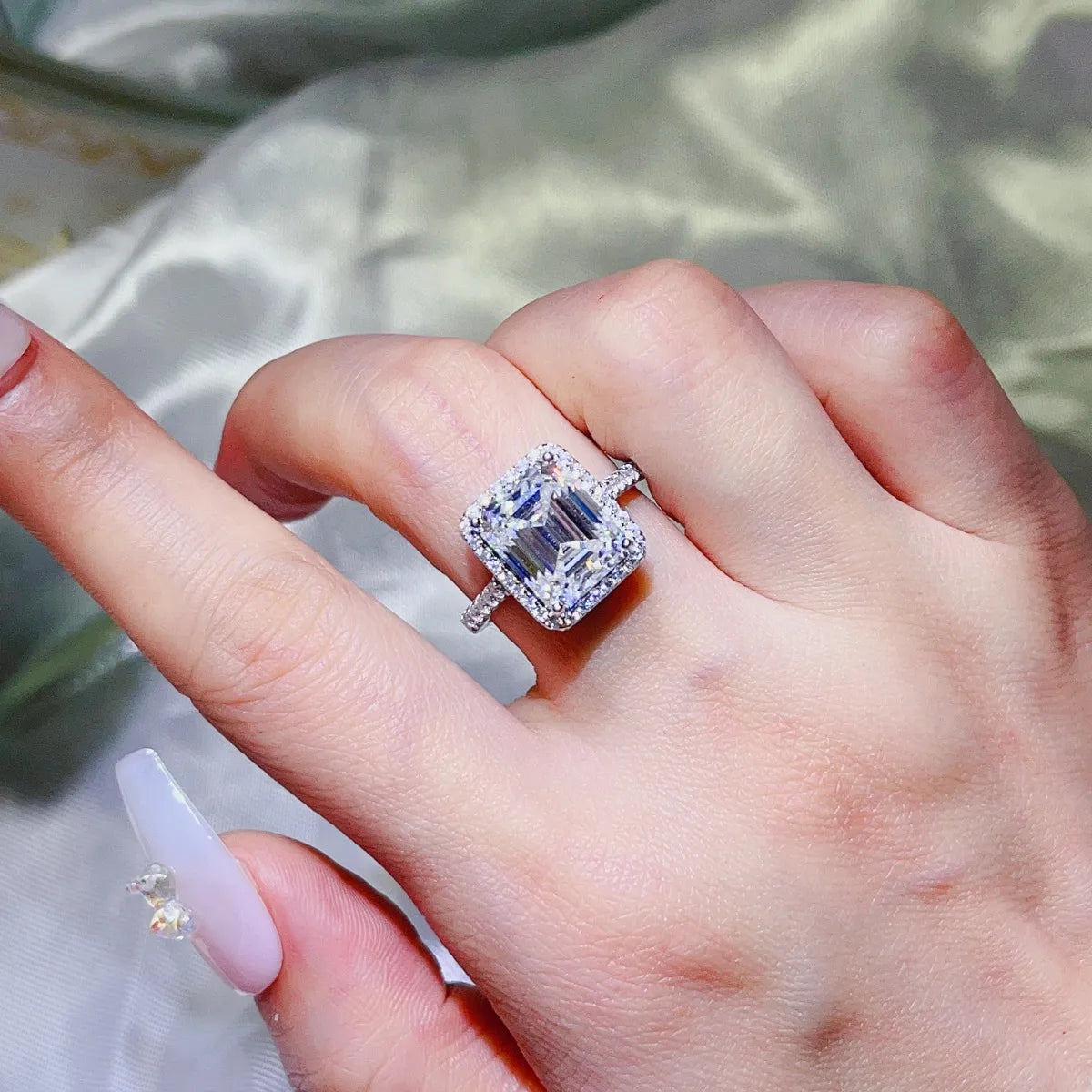 5 Carat Moissanite Sterling Silver Ring in White - women's ring