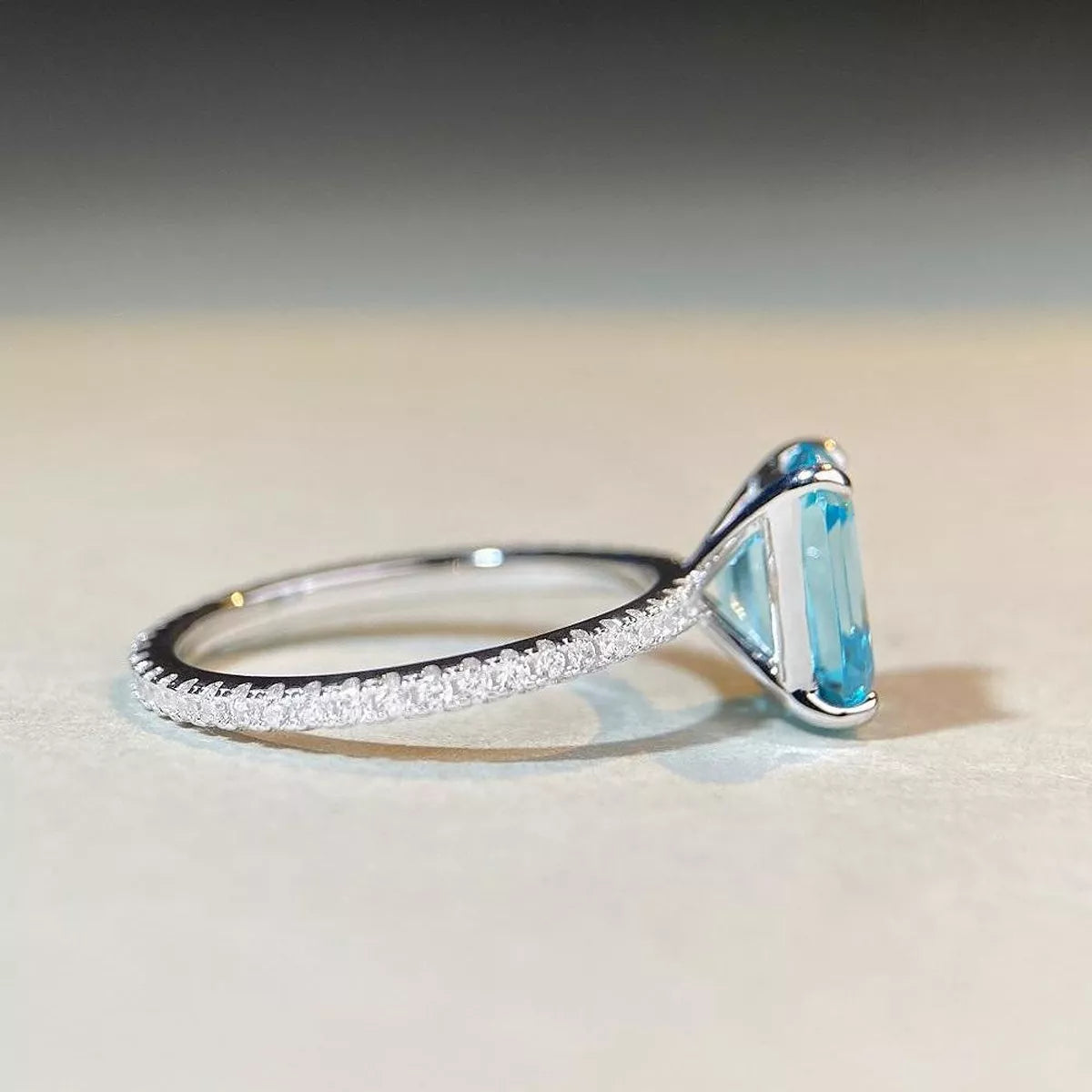Sterling Silver Rectangle Ring - alternate ring view
