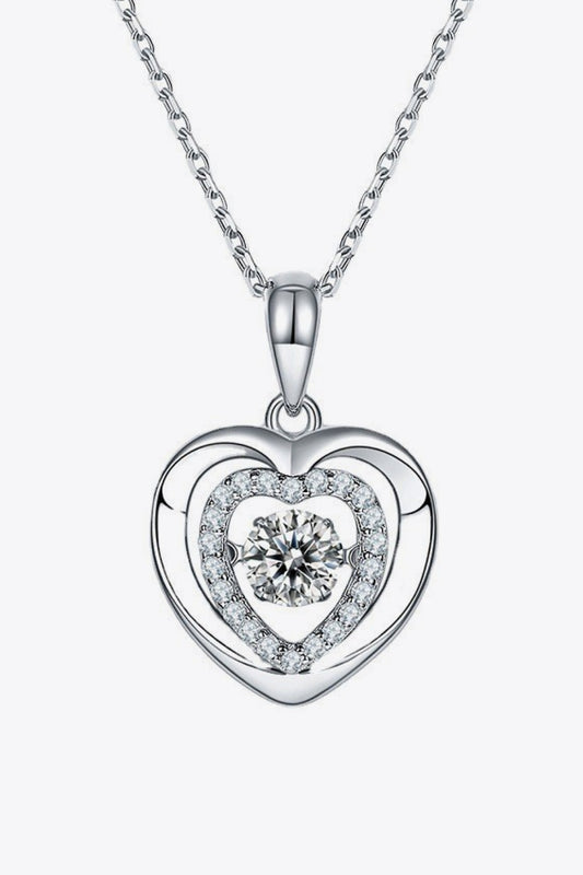 Moissanite Heart Pendant Necklace in Silver - women's pendant necklace