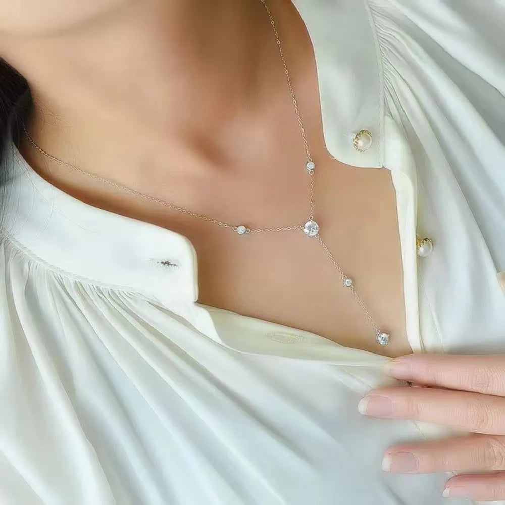 1.5 Carat Moissanite Sterling Silver Necklace - alternate necklace view
