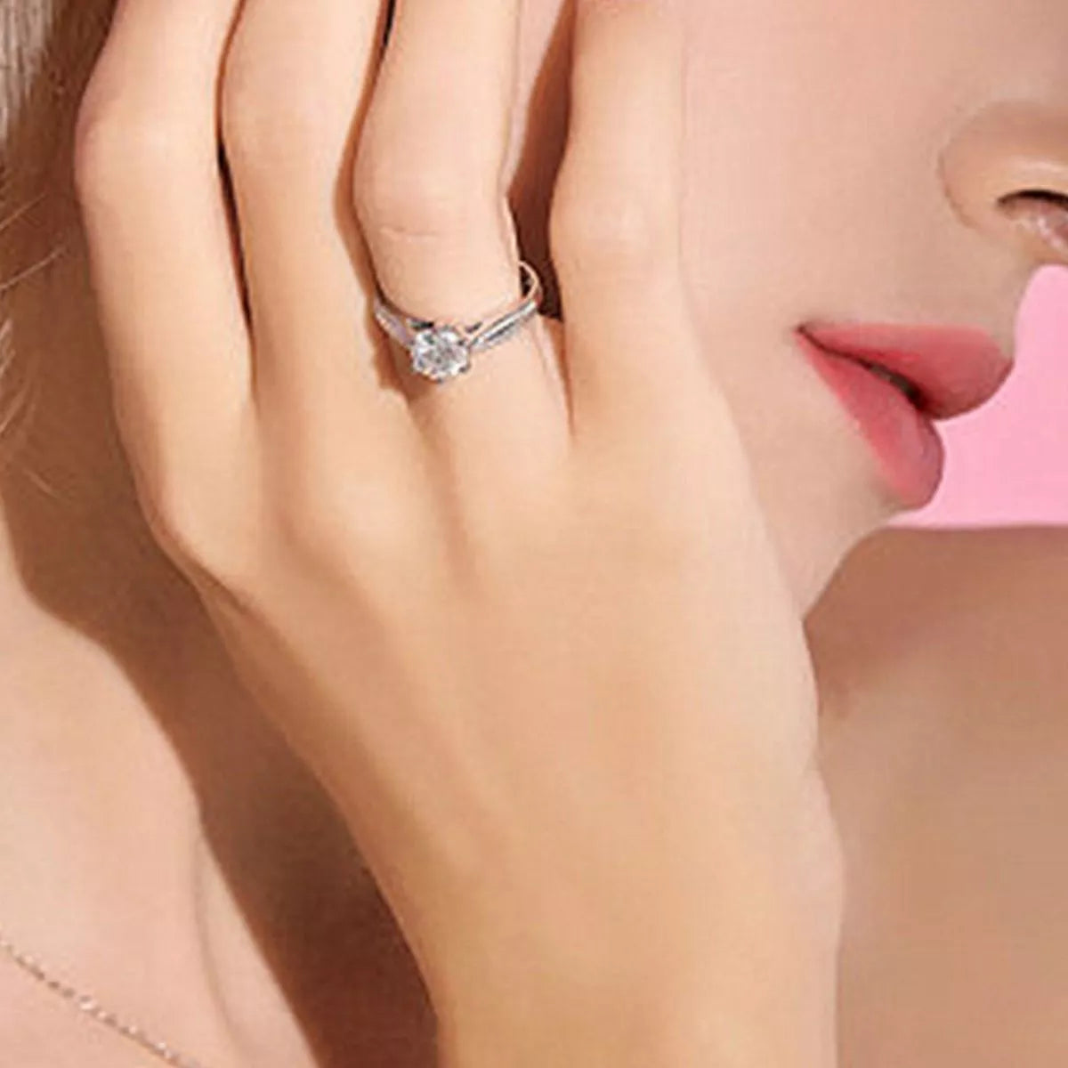 1 Carat Moissanite Sterling Silver Ring - alternate ring view