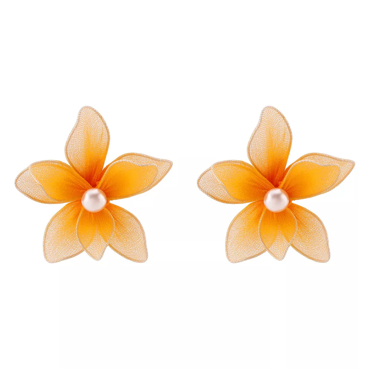 Flower Pearl Stud Earrings - alternate earring view