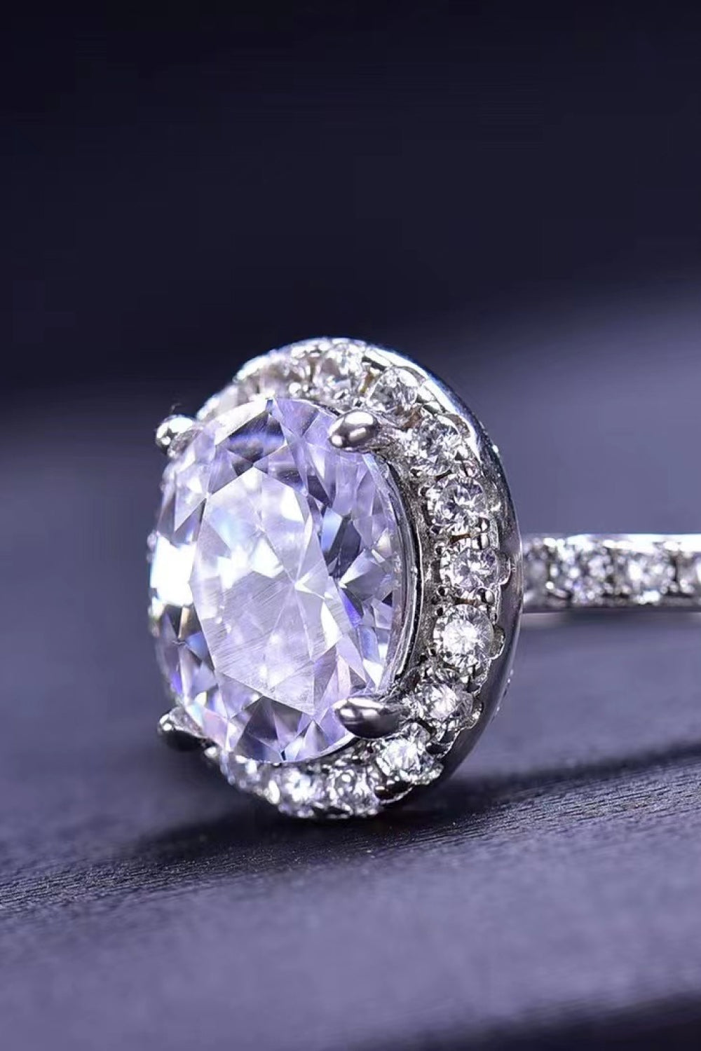 2 Carat Moissanite Platinum-Plated Ring - alternate ring view