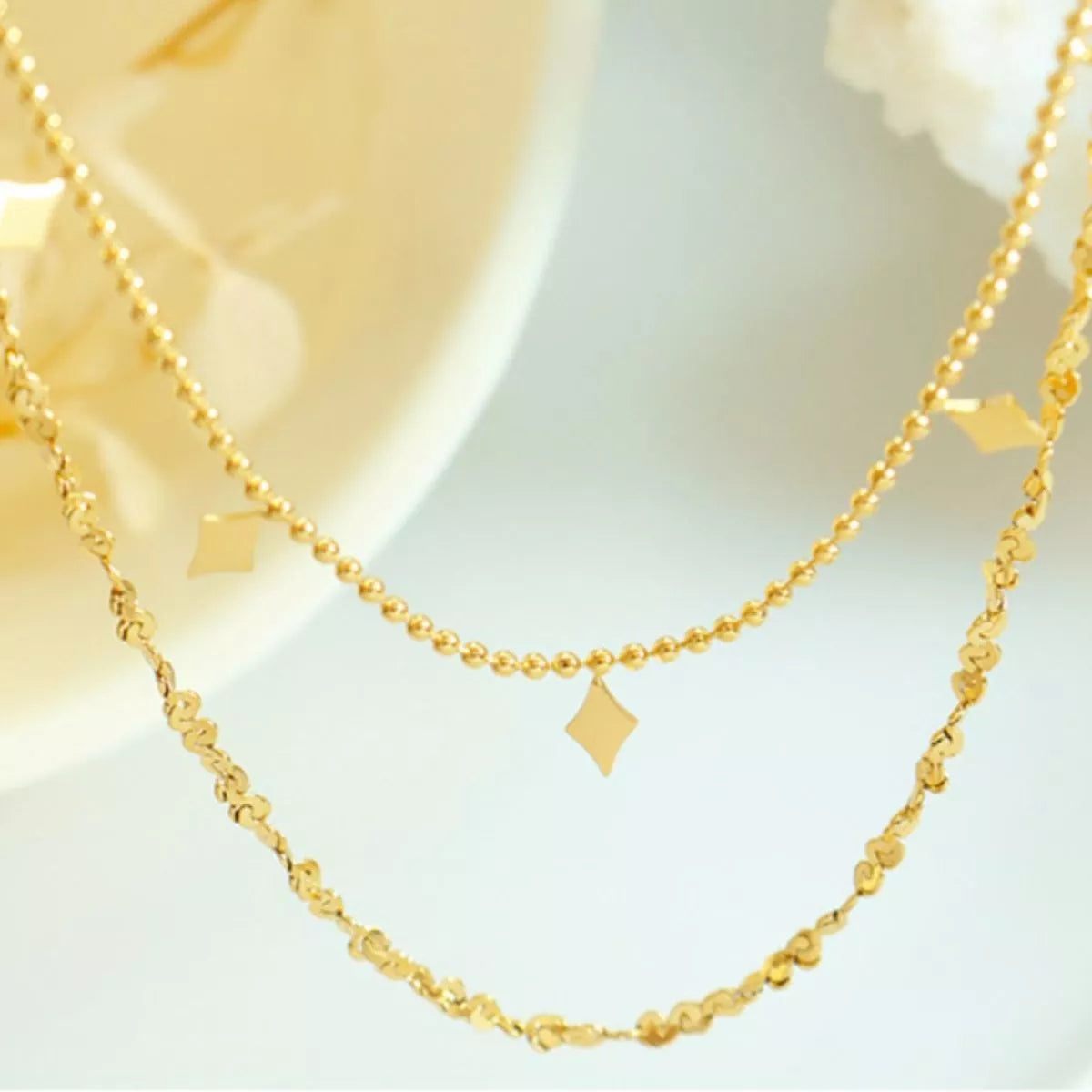 18K Gold-Plated Titanium Steel Layered Necklace - alternate necklace view