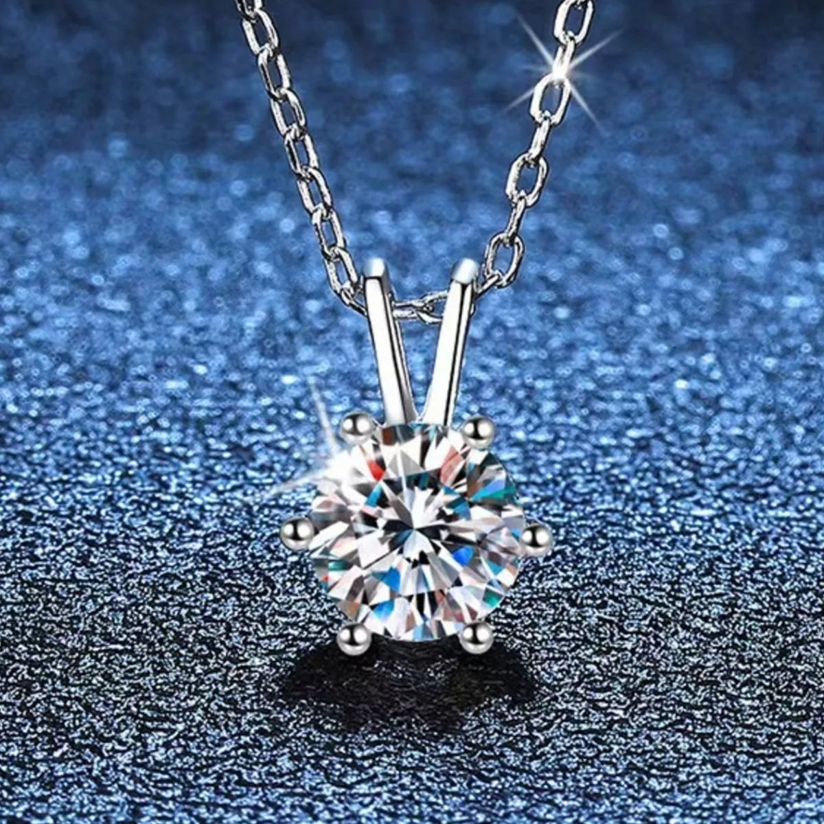 2 Carat Moissanite Sterling Silver Pendant Necklace - alternate necklace view