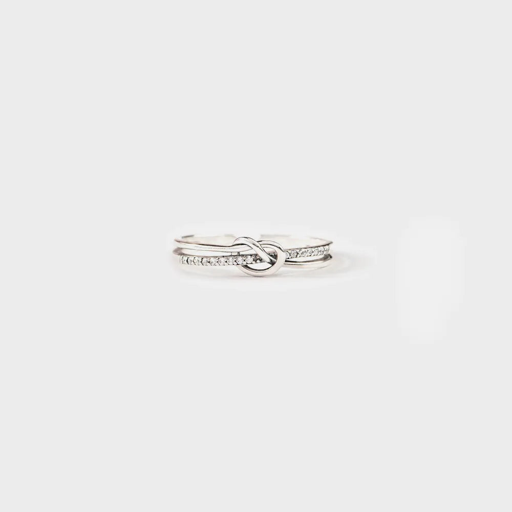 Sterling Silver Double-Layered Knot Ring in Silver - women's ring
