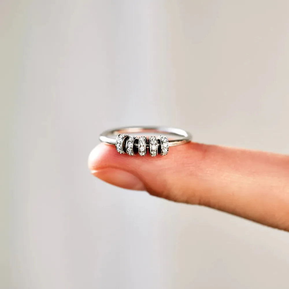 Inlaid Zircon Sterling Silver Ring in Silver - women's ring